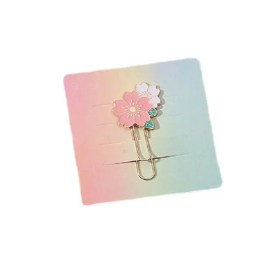 1gb Radošās metāla grāmatzīmes saspraudes ķiršu ziedu grāmatu saspraudes Daudzkrāsains multfilmu bērnu grāmatzīmes