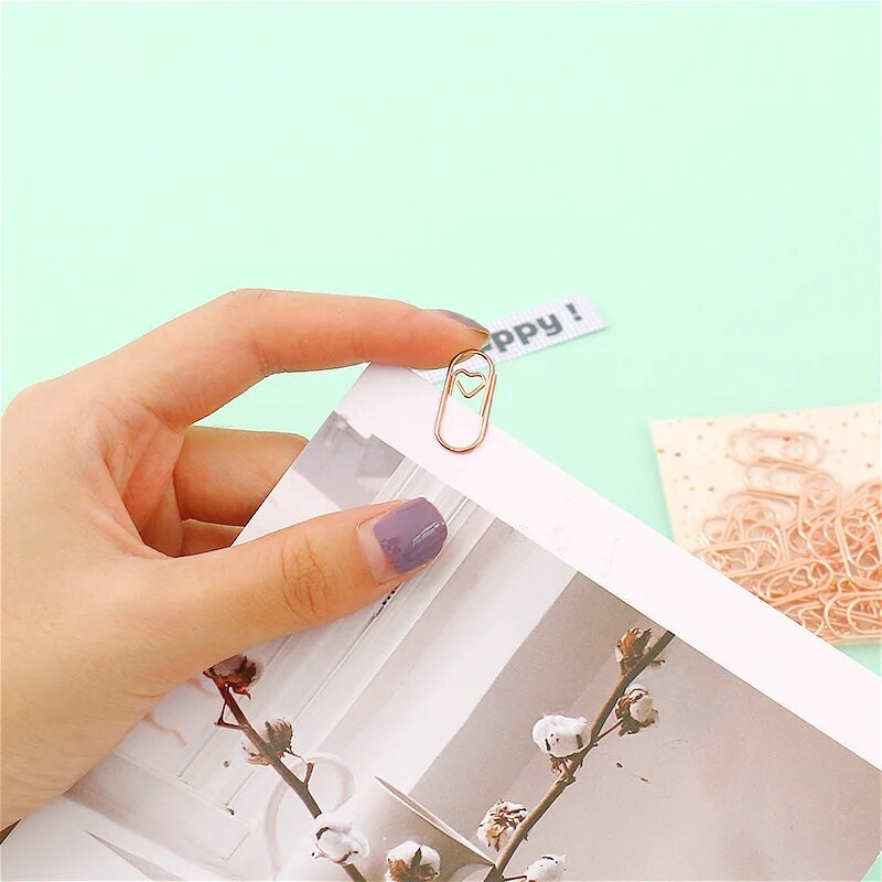50 τεμ. Mini Love Heart Paper Clips Kawaii Notebook Binder Clips Journal Planner Σελιδοδείκτες Εισιτήρια Photo Clamp Αναλώσιμα γραφείου