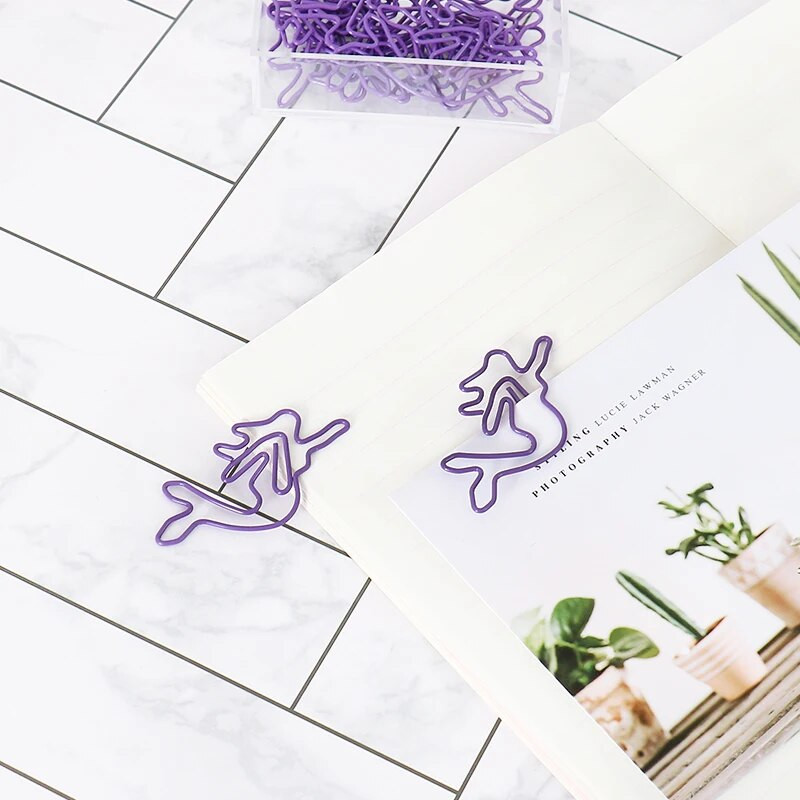 TUTU 20 tk heleroheline paberklamber Ülemteener kodus Merineitsi kujulised kirjaklambrid, mis sobivad suurepäraselt kirjaklambrite kogumiseks kontorikingiks H0181