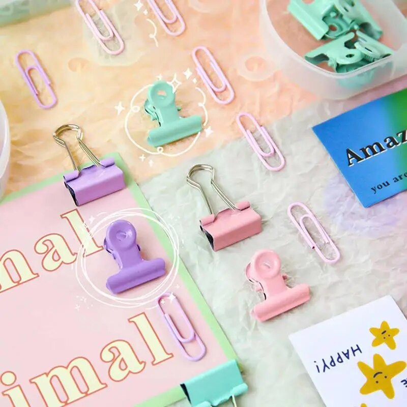 45gab daudzfunkcionālas kombinētas spiedpogas Papīra saspraudes Īkšķis Kancelejas preces Metāla caurspīdīgas iesiešanas klipšu komplekts Skolas biroja piederumi