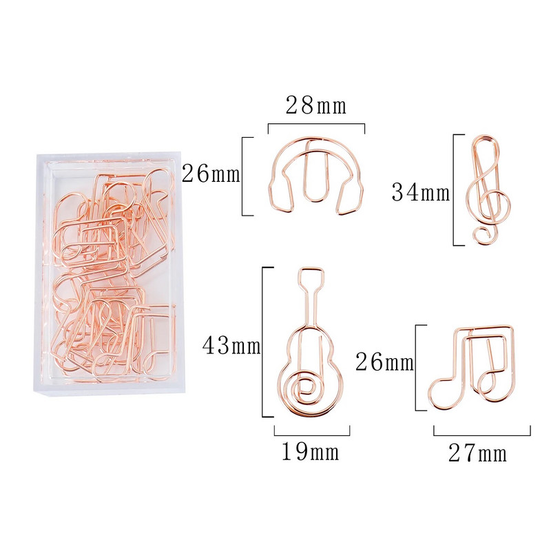 TUTU Metallist noot kirjaklamber Noot Järjehoidja peakomplekt Planner Clips Mini Clip Rose Gold Papelaria Rosegold Metal Clips H0520