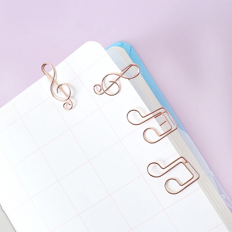 TUTU Metallist noot kirjaklamber Noot Järjehoidja peakomplekt Planner Clips Mini Clip Rose Gold Papelaria Rosegold Metal Clips H0520