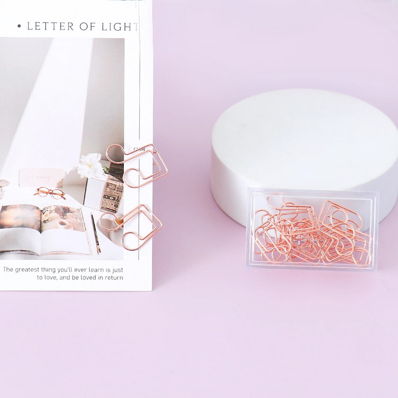 TUTU Metallist noot kirjaklamber Noot Järjehoidja peakomplekt Planner Clips Mini Clip Rose Gold Papelaria Rosegold Metal Clips H0520