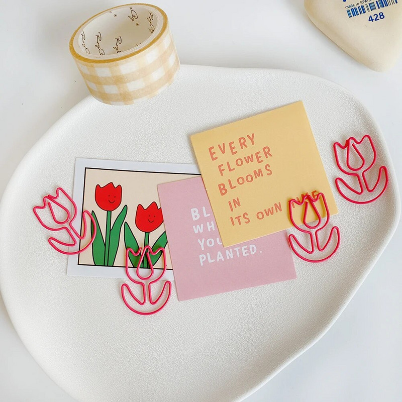 ALLTU 20vnt Gražių gėlių spalvotas segtukas studentų biuro dekoravimo testas popierius klasifikacija foto žinutė segtukas