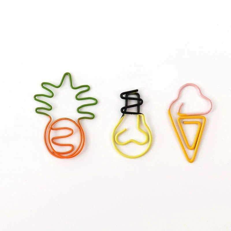 ALLTU 10tk Loominguline kaktus ananass porgand kirjaklamber Metallist järjehoidja dekoratiivne dokument memo ümbrikuklamber kingitus