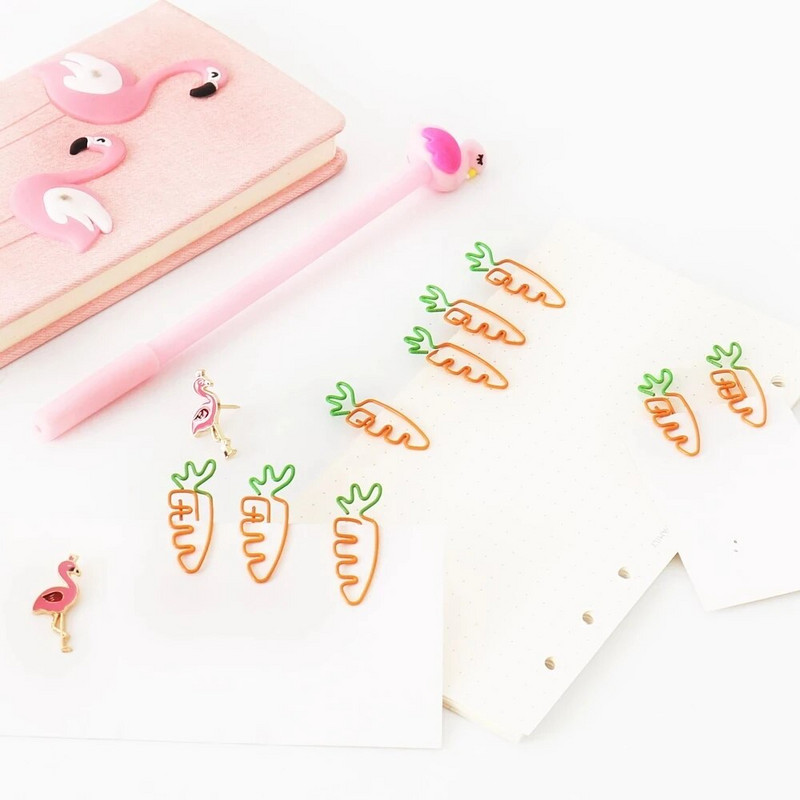 ALLTU 10tk Loominguline kaktus ananass porgand kirjaklamber Metallist järjehoidja dekoratiivne dokument memo ümbrikuklamber kingitus