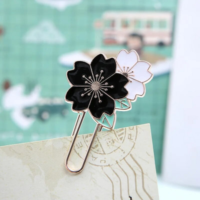 1 gab Creative Metal Bookmarks Cherry Blossom Book Clip Multicolor Cartoon Children Bookmarks