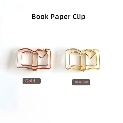 10 tk/partii loominguline kirjaklamber Roosa kuldne metallist kirjaklamber dekoratiivne järjehoidja köitja kujuga klambrid armsad kirjatarbed kontoritarbed