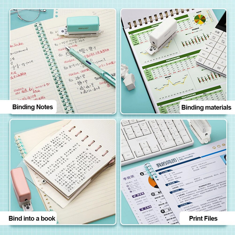 Mini 6 skylučių perforavimo mašina „pasidaryk pats“ knygų puslapių siuvimo popieriaus įrišimo perforavimo planavimo priemonė laisvų lapų popieriaus skylučių perforatorius biuro reikmenys