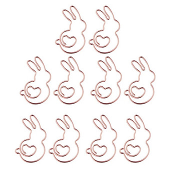 10 τεμ/κιβώτιο Kawaii Rabbit Metal Paper Clip Mini Rose Gold Σχεδιασμός σελιδοδεικτών Clip Υπόμνημα Κλιπ εισιτηρίων Κλιπ χαρτικών Κλιπ σήμανσης Προμήθειες