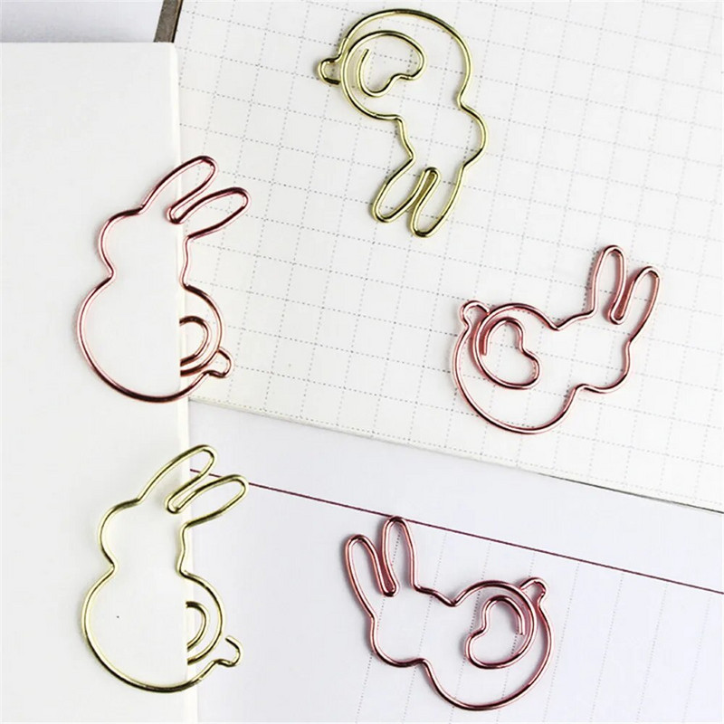 10Pcs/box Kawaii Rabbit Metalna spajalica za papir Mini Rose Gold Planer oznaka Clip Memo Ticket Clip Stezaljke za pisaći pribor Potrošni materijal