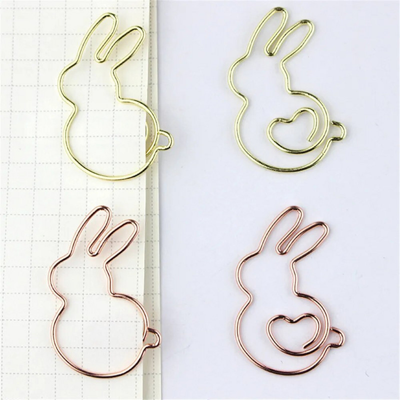 10Pcs/box Kawaii Rabbit Metalna spajalica za papir Mini Rose Gold Planer oznaka Clip Memo Ticket Clip Stezaljke za pisaći pribor Potrošni materijal