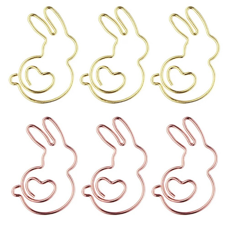 10Pcs/box Kawaii Rabbit Metalna spajalica za papir Mini Rose Gold Planer oznaka Clip Memo Ticket Clip Stezaljke za pisaći pribor Potrošni materijal