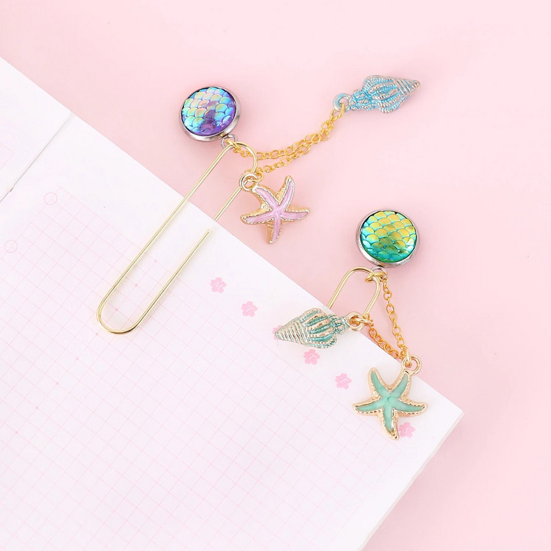 TUTU 1 τμχ ουράνιο τόξο Χρώμα κόγχη Μεταλλικό Χρυσό Κλιπ γοργόνα fishstar Γραφείο Σχολική Χαρτικά H0537