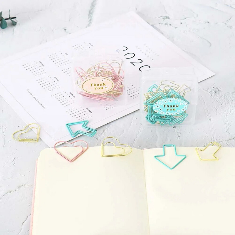 20 τμχ Μεταλλικό Υλικό Βέλος Καρδιά Κλιπ Χαρτοκόπτης Χρυσό Χρώμα Kawaii Χαριτωμένο Κλιπ σελιδοδεικτών Γραφείο Σχολική γραφική ύλη Drop Σελιδοδείκτης