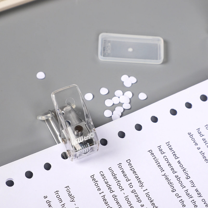 4 mudelit Lihtne mini-ühe paberipuncher Väike värske kaasaskantav kontoriköitmistarbed Ajakirja väljalõigete album Hole Punch Kirjatarbed