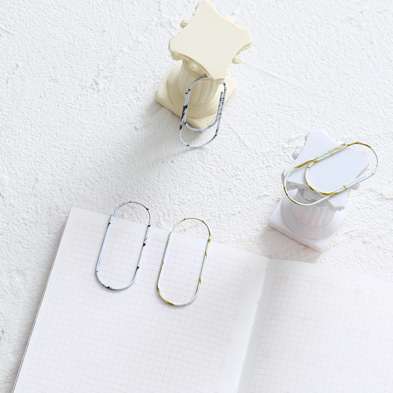 5Gb Mīlīgs marmora metāla saspraudes Biroja skolas piederumi Kancelejas piederumi Foto Dekoratīvā karikatūras organizatora turētājs Grāmatzīme H0542