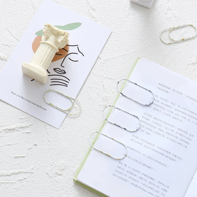 5Gb Mīlīgs marmora metāla saspraudes Biroja skolas piederumi Kancelejas piederumi Foto Dekoratīvā karikatūras organizatora turētājs Grāmatzīme H0542