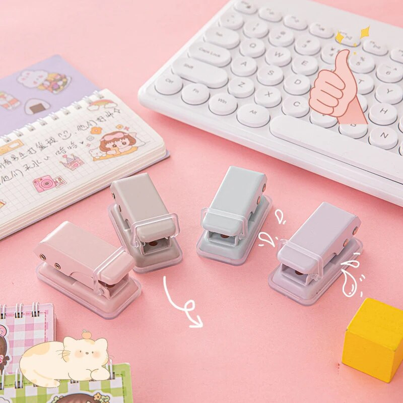 Mīlīgs zieds, mini caurumotājs, pārnēsājams viena cauruma papīra perforators, DIY, korejiešu rakstāmpiederumi Kawaii skolas biroja iesiešanas piederumi