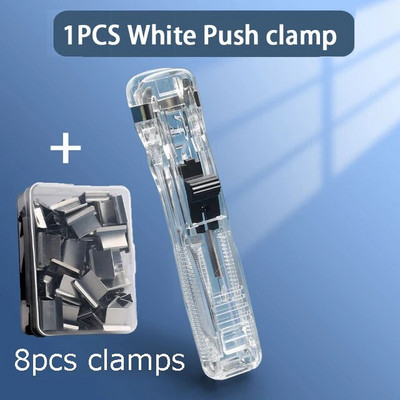 Skavu metāla saspraudes stumjamās rokas papīra griezējs ar uzpildes fiksācijas kārtošanas skavotājs Atkārtoti lietojams spiedošais skava dokumentu failu kancelejas piederumiem