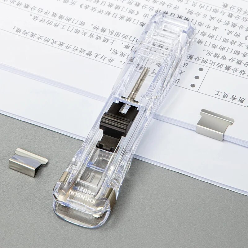 Skavu metāla saspraudes stumjamās rokas papīra griezējs ar uzpildes fiksācijas kārtošanas skavotājs Atkārtoti lietojams spiedošais skava dokumentu failu kancelejas piederumiem