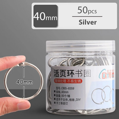 20/30/40/50 mm auksinio metalo laisvų lapų knygų segtuvai, šarnyriniai žiedai, raktų pakabukas