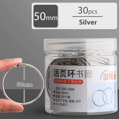 20/30/40/50 mm auksinio metalo laisvų lapų knygų segtuvai, šarnyriniai žiedai, raktų pakabukas