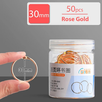 20/30/40/50 mm auksinio metalo laisvų lapų knygų segtuvai, šarnyriniai žiedai, raktų pakabukas