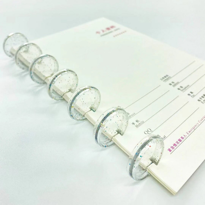 100gab 23mm iesiešanas diski Caurspīdīgi iesiešanas diski plastmasas apaļie diski iesiešanas piederumi sēņu caurumu piezīmju grāmatiņas iesiešanas gredzens