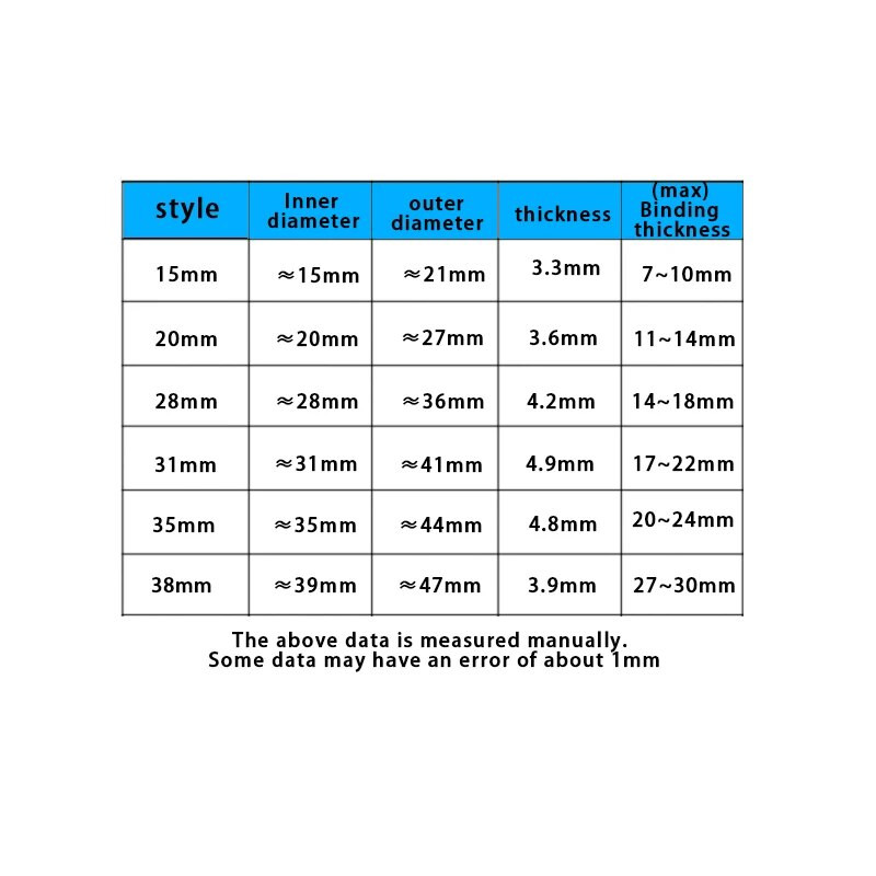 Kvalitetni 20 kom/komplet Plastični prsten za vezivanje 15- 39 mm DIY albumi Obruči za knjige s slobodnim listovima Uredski pribor za uvez Foto album