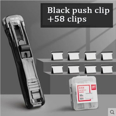 Nou Push Clip Capsator Liant Push Clip Dispenser bandă Agrafe pentru hârtie Set Rechizite de birou Capsator de birou pentru birou