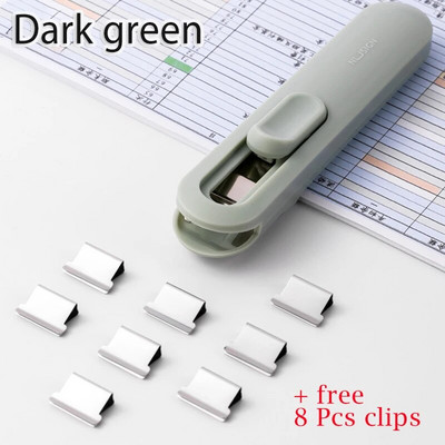 Nou Push Clip Capsator Liant Push Clip Dispenser bandă Agrafe pentru hârtie Set Rechizite de birou Capsator de birou pentru birou