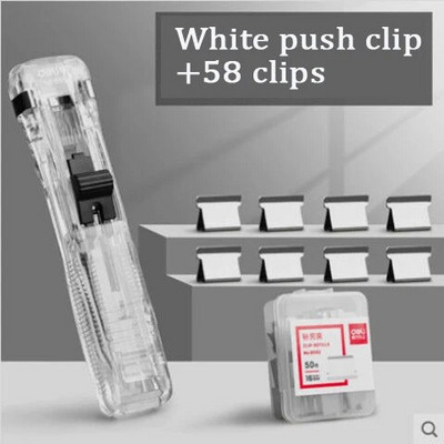 Nou Push Clip Capsator Liant Push Clip Dispenser bandă Agrafe pentru hârtie Set Rechizite de birou Capsator de birou pentru birou