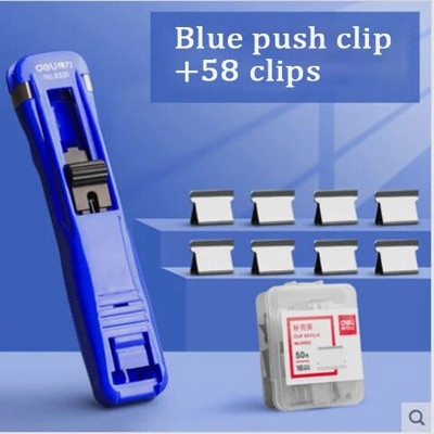 Nou Push Clip Capsator Liant Push Clip Dispenser bandă Agrafe pentru hârtie Set Rechizite de birou Capsator de birou pentru birou