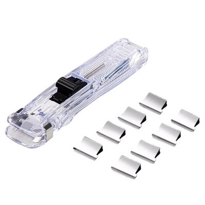 Nou Push Clip Capsator Liant Push Clip Dispenser bandă Agrafe pentru hârtie Set Rechizite de birou Capsator de birou pentru birou