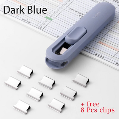 Nou Push Clip Capsator Liant Push Clip Dispenser bandă Agrafe pentru hârtie Set Rechizite de birou Capsator de birou pentru birou