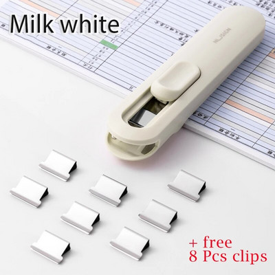 Nou Push Clip Capsator Liant Push Clip Dispenser bandă Agrafe pentru hârtie Set Rechizite de birou Capsator de birou pentru birou