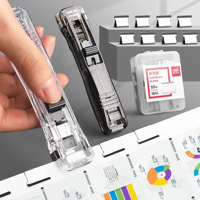 Νέο συρραπτικό με κλιπ ώθησης Συρραπτικό αφαίρεσης συρραπτικού συνδετικού σφιγκτήρα ώθησης ταινίας Διανομέας κλιπ χαρτιού Σετ αναλώσιμων γραφείου Συρραπτικό γραφείου