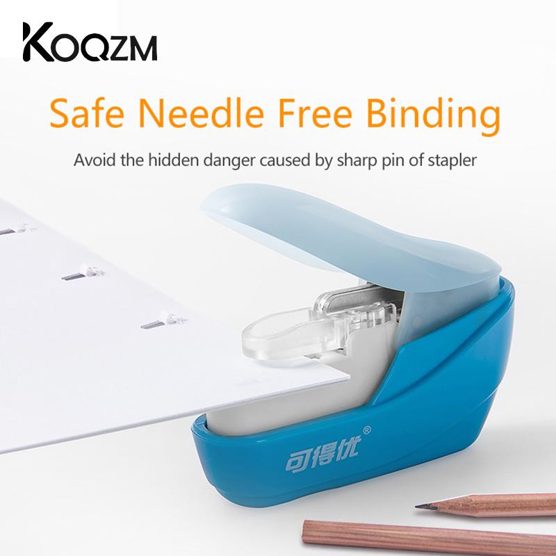 1PC izlases krāsu bezskavām skavotājs Grāmata Papīra skavošanas skavotājs Mini pārnēsājams bez skavām Skolas biroja piederumi