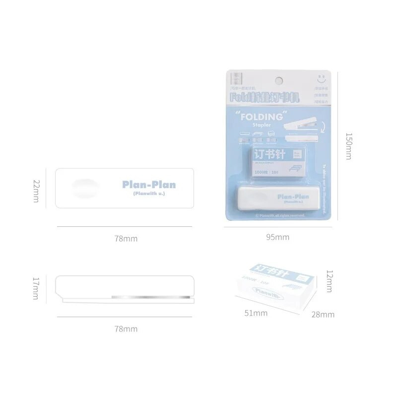 Salokāms skavotājs Portatīvie balti zili krāsu stiprinājumi Izmantojiet 10# skavas Biroja iesiešanas rīki Skola A7525