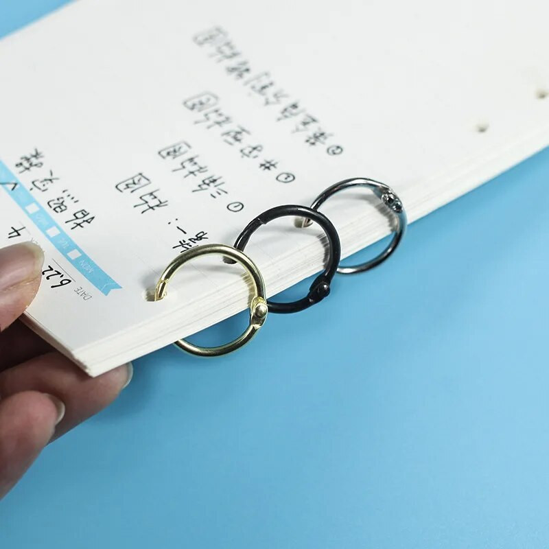 5 vnt Metaliniai sąsiuvinio žiedai Auksiniai segtuvai su šarnyriniais žiedais mokyklos palaidų lapų atidarymo žiedai, skirti iškarpų albumui, biuro įrišimo žiedas
