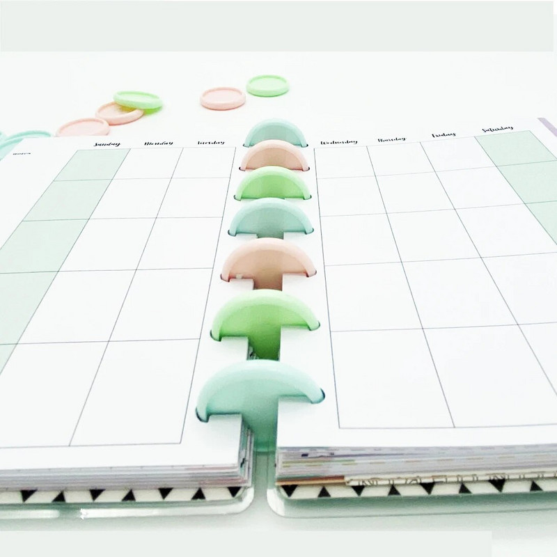 12tk 30mm köitmisrõngad plastikust rõngas pannal seeneauk lahtiste lehtedega märkmik Plastikust köitmiskettad Macaron ketasköitmine Fichario