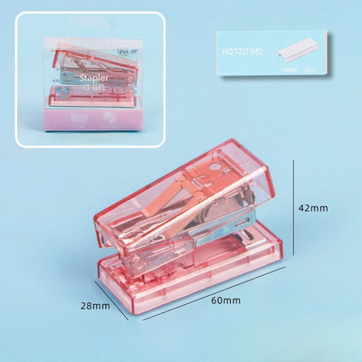 Lastele läbipaistev miniklammerdaja metallist klammerdaja komplekt 1000 tk klambritega Köitmistööriistad Armsad kirjatarbed kooli kontoritarbed