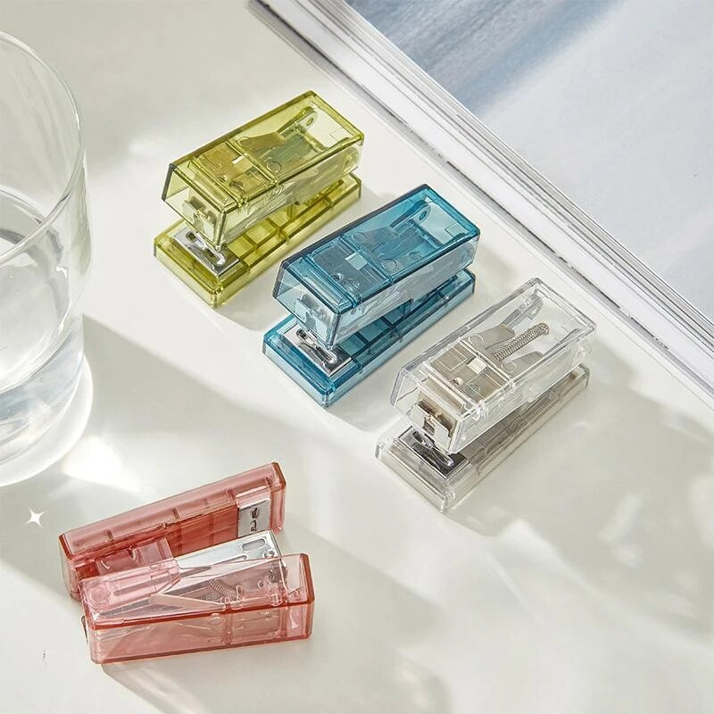 Lastele läbipaistev miniklammerdaja metallist klammerdaja komplekt 1000 tk klambritega Köitmistööriistad Armsad kirjatarbed kooli kontoritarbed