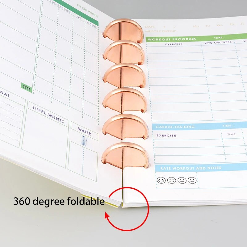 Rose Golden πλαστική πόρπη για μανιτάρια Δίσκοι βιβλιοδετικού σημειωματάριου Δίσκοι δακτυλίου βιβλιοδεσίας για αξεσουάρ Planner DIY Scrapbooking