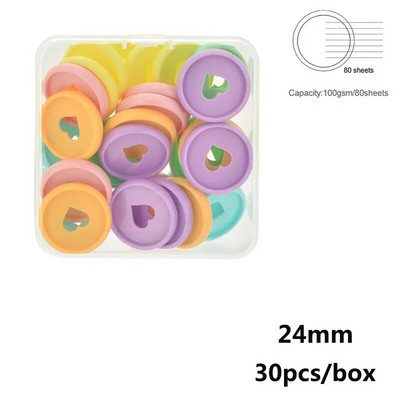 24 mm Macarons plastmasas iesiešanas gredzens, piemērots piezīmjdatoriem ar brīvām lapām, plānotājam Scrapbooking Mushroom Hole skolas iesiešanas piederumiem