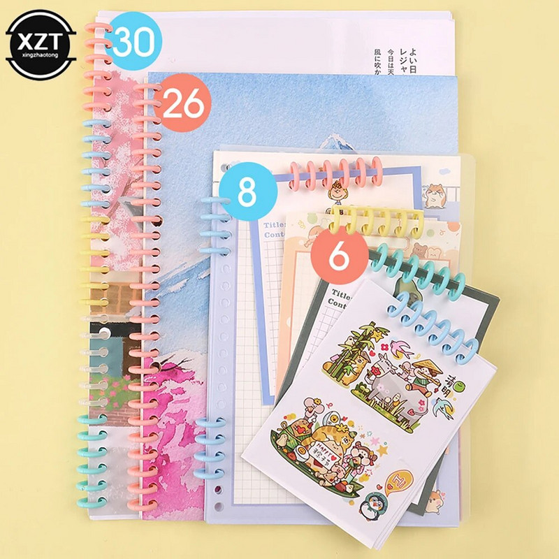 Plastikust köitmisrõngas, 30 tk, auk, lahtiste lehtedega sidumisnupp DIY raamatuaasa plaadilukk sülearvutile, piimatoodete kalendri kontoriõpilane