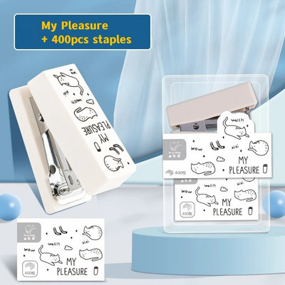 Miniklammerdaja komplekt 400 tk 24/6 klambritega Multikas Blue Planet Cat Rabbit Paberköitja Kontoriköitmiskool A7340