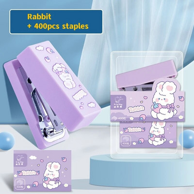 Miniklammerdaja komplekt 400 tk 24/6 klambritega Multikas Blue Planet Cat Rabbit Paberköitja Kontoriköitmiskool A7340