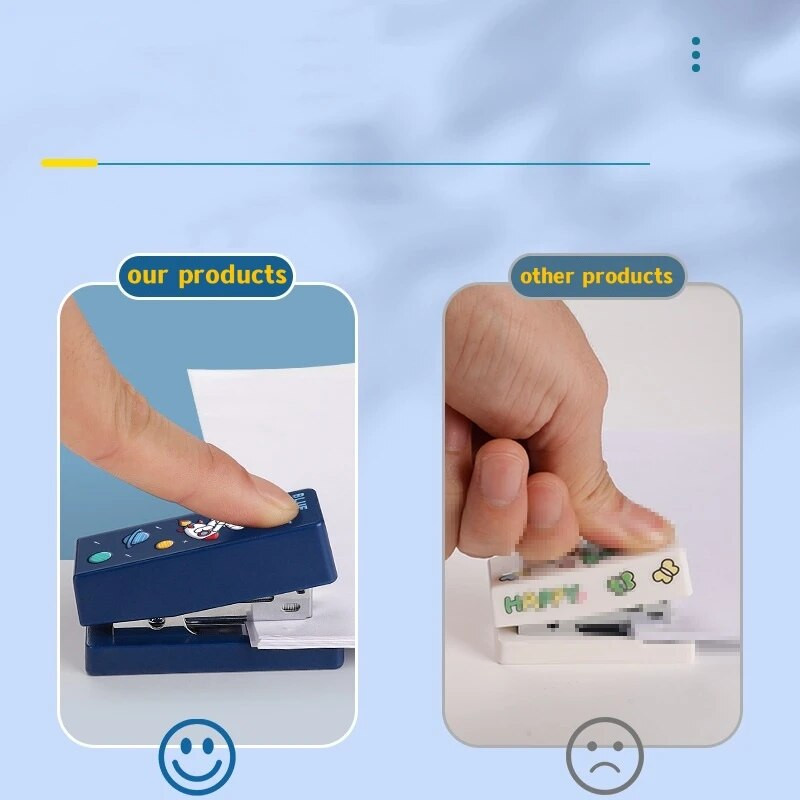 Miniklammerdaja komplekt 400 tk 24/6 klambritega Multikas Blue Planet Cat Rabbit Paberköitja Kontoriköitmiskool A7340